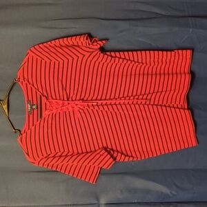 Chaps Red Striped lace up t shirt